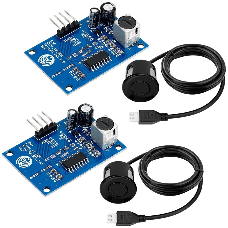 MakerHawk 2 Pcs Ultrasonic Distance Sensor for Arduino High Precision Waterproof Low Power Consumption Integrated Ultrasonic Sensor Module for Distance Measurement Obstacle Avoidance Industrial Control HC-SR04T - Image 1